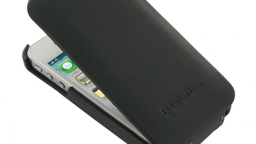 Black Leather Flip Type Case for Iphone 4 4s (Black)