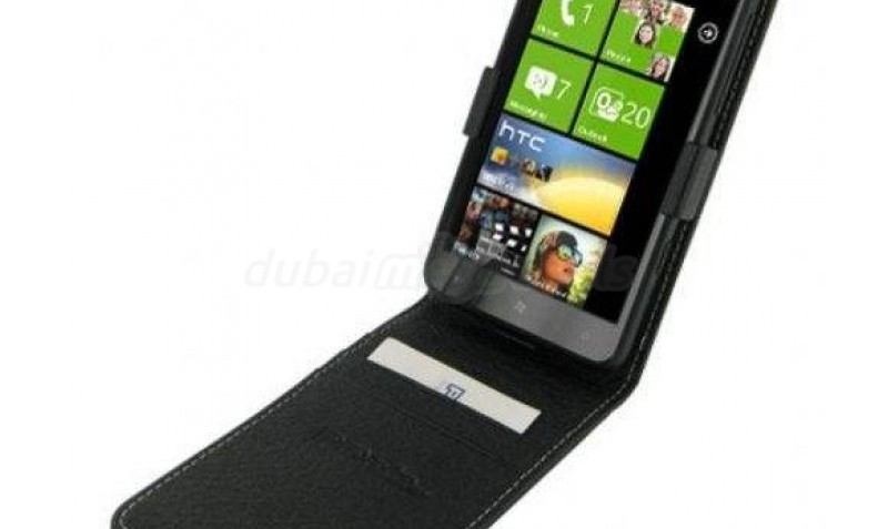 Pdair Leather Case for HTC Titan X 310e - Flip Top Type (Black)