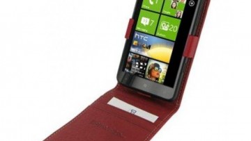 Pdair Leather Case for HTC Titan X 310e - Flip Top Type (Red)