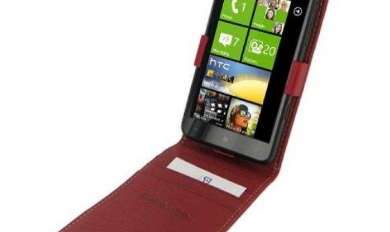 Pdair Leather Case for HTC Titan X 310e - Flip Top Type (Red)