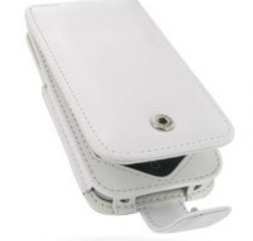 Black Leather Flip Type Case for Iphone 4 4s (White)