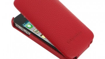 Pdair Black Leather Flip Type Case for Iphone 4 4s (Red)