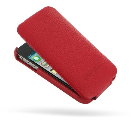 Pdair Black Leather Flip Type Case for Iphone 4 4s (Red)