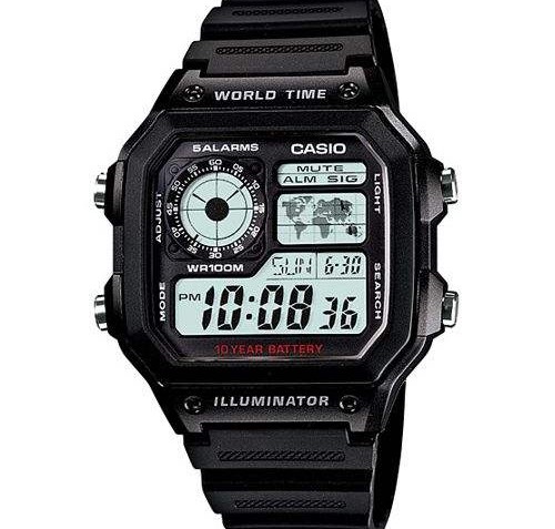 Casio Mens Digital World Time Watch [AE 1200WH 1AVDF]