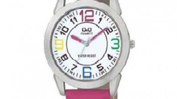 QQ Womens Pink Leather Fashion Watch [Q707 J324Y]
