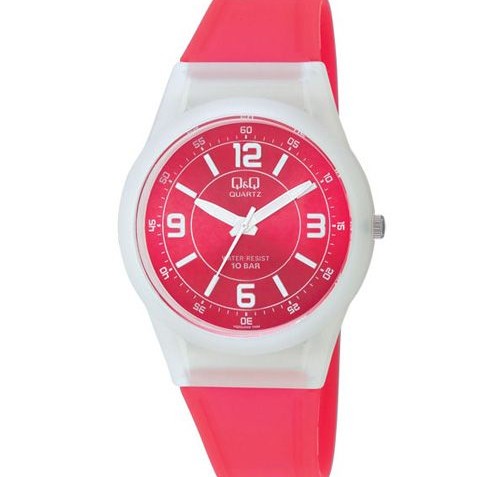 QQ Womens Red Plastic Fashion Watch [VQ50J009Y]