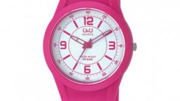 QQ Womens Pink Plastic Fashion Watch [VQ50J015Y]
