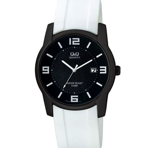 QQ Mens BlackWhite Plastic Fashion Watch [A438J505Y]