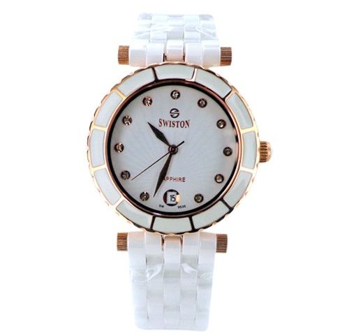 Swistron Womens Ceramic White Fancy Analog Watch [SW004]