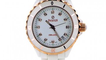 Swistron Womens Ceramic White Fancy Analog Watch [SW011]