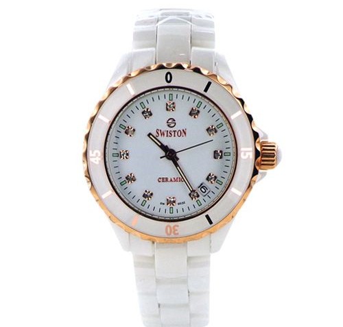 Swistron Womens Ceramic White Fancy Analog Watch [SW011]