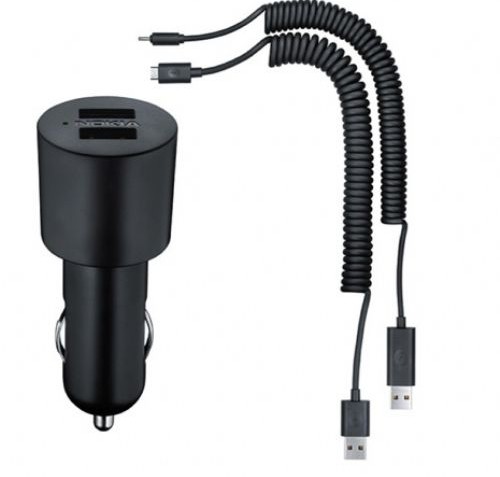 Nokia Dual USB Car Charger DC6 - For Nokia Other Mobiles With Micro USB Pin