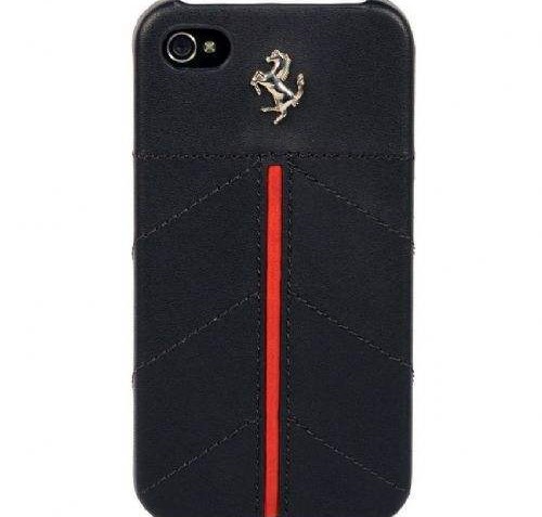 Ferrari California Collection, Hard Case with Leather for iPhone 4/4S - (Black)