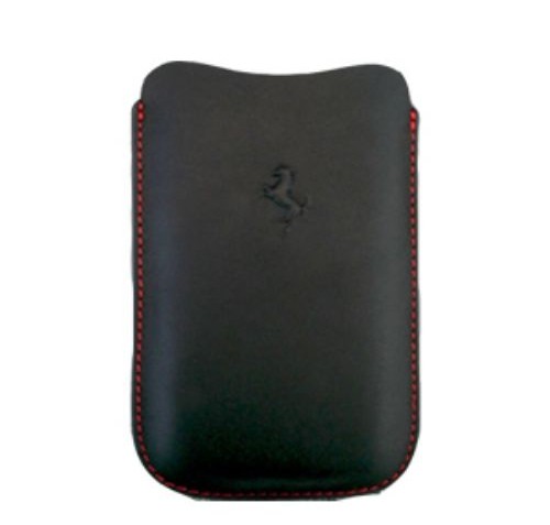 Ferrari Real Leather Pouch for BlackBerry Torch 9800/9810 - (Black)