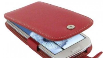 Pdair Leather Case for Samsung Galaxy S III S3 GT-i9300 - Flip Type (Red)