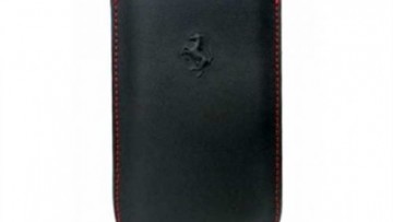 Ferrari Real Leather Pouch for iPhone 3GS/s/4/4s - (Black)