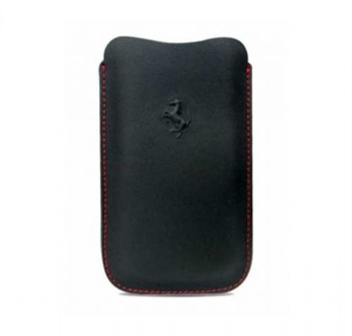 Ferrari Real Leather Pouch for iPhone 3GS/s/4/4s - (Black)