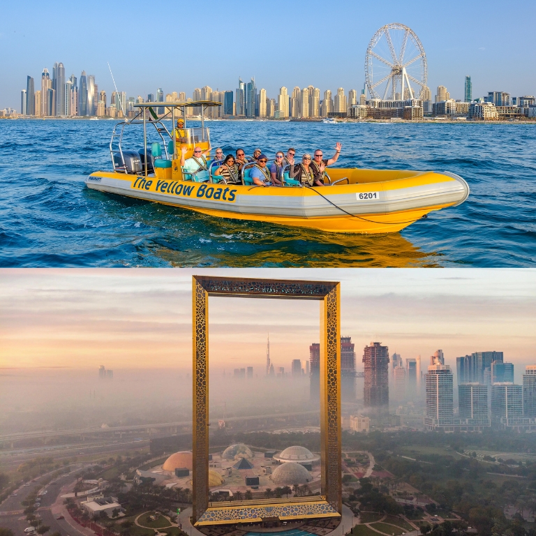 99 Minutes Premium Boat Tour + FREE Dubai Frame - Combo  Yellow Boats (Dubai)